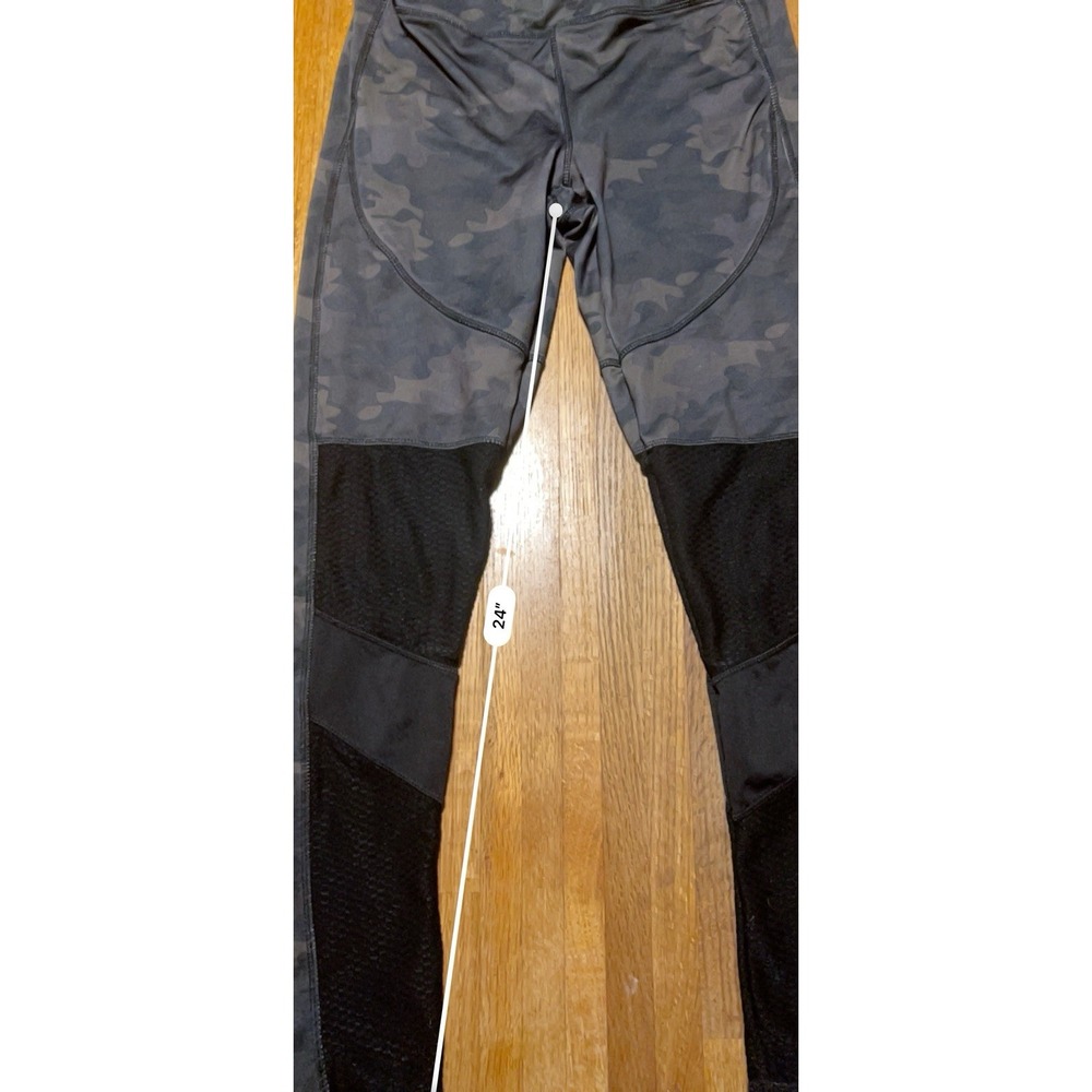 Therapy Women Medium Black Gray Camo Mesh Panels Stretch Workout Yoga Leggings - Picture 3 of 6